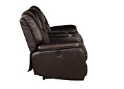 Faux leather upholstery power reclining loveseat in brown by Galaxy additional picture 5