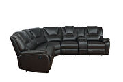 Black faux leather upholstery power reclining sectional sofa w/ usb by Galaxy additional picture 4
