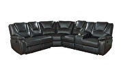 Black faux leather upholstery power reclining sectional sofa w/ usb by Galaxy additional picture 6