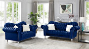 Navy finish tufted upholstered luxurious velvet sofa by Galaxy additional picture 2