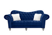 Navy finish tufted upholstered luxurious velvet sofa by Galaxy additional picture 11