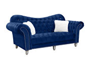 Navy finish tufted upholstered luxurious velvet sofa by Galaxy additional picture 12
