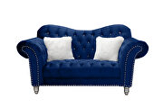 Navy finish tufted upholstered luxurious velvet sofa by Galaxy additional picture 8
