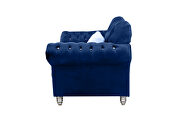 Navy finish tufted upholstered luxurious velvet sofa by Galaxy additional picture 9