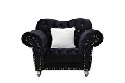 Black finish tufted upholstered luxurious velvet sofa by Galaxy additional picture 4