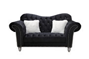 Black finish tufted upholstered luxurious velvet sofa by Galaxy additional picture 7