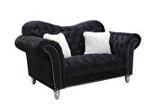Black finish tufted upholstered luxurious velvet sofa by Galaxy additional picture 8