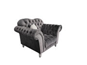 Gray finish tufted upholstered luxurious velvet sofa by Galaxy additional picture 2