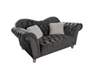 Gray finish tufted upholstered luxurious velvet sofa by Galaxy additional picture 5