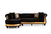 Sectional made with velvet fabric in black by Galaxy additional picture 2