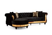 Sectional made with velvet fabric in black by Galaxy additional picture 4
