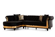 Sectional made with velvet fabric in black by Galaxy additional picture 7