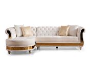 Sectional made with velvet fabric in beige by Galaxy additional picture 3