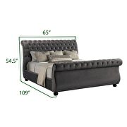 Gray velvet contemporary design queen bed by Galaxy additional picture 5