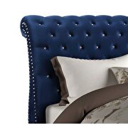 Navy velvet contemporary design queen bed by Galaxy additional picture 2