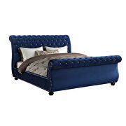Navy velvet contemporary design queen bed by Galaxy additional picture 4