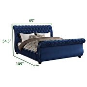 Navy velvet contemporary design queen bed by Galaxy additional picture 5