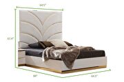 Gold detailed queen size upholstery bed made with wood in white by Galaxy additional picture 12