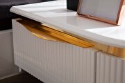 Gold detailed queen size upholstery bed made with wood in white by Galaxy additional picture 9
