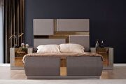 Gold detailed tufted upholstery queen bed made with wood in gray by Galaxy additional picture 15