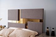 Gold detailed tufted upholstery queen bed made with wood in gray by Galaxy additional picture 18