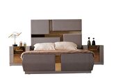 Gold detailed tufted upholstery queen bed made with wood in gray by Galaxy additional picture 19
