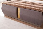 Gold detailed tufted upholstery queen bed made with wood in gray by Galaxy additional picture 3