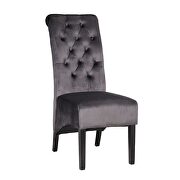 Dark gray sophisticated tufted finish upholstery velvet  dining chair by Galaxy additional picture 2