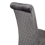 Dark gray sophisticated tufted finish upholstery velvet  dining chair by Galaxy additional picture 6