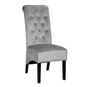 Light gray sophisticated tufted finish upholstery velvet  dining chair by Galaxy additional picture 3