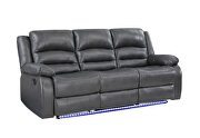 Manual reclining sofa made with faux leather in gray by Galaxy additional picture 2
