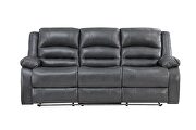 Manual reclining sofa made with faux leather in gray by Galaxy additional picture 13