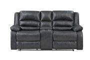 Manual reclining sofa made with faux leather in gray by Galaxy additional picture 16