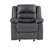 Manual reclining chair made with faux leather in gray by Galaxy additional picture 3