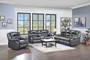 Manual reclining chair made with faux leather in gray by Galaxy additional picture 4