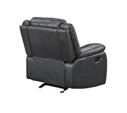 Manual reclining chair made with faux leather in gray by Galaxy additional picture 7