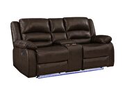 Manual reclining sofa made with faux leather in brown by Galaxy additional picture 2