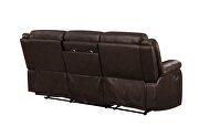 Manual reclining sofa made with faux leather in brown by Galaxy additional picture 12