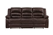 Manual reclining sofa made with faux leather in brown by Galaxy additional picture 3