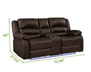 Manual reclining sofa made with faux leather in brown by Galaxy additional picture 5