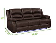 Manual reclining sofa made with faux leather in brown by Galaxy additional picture 6