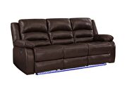 Manual reclining sofa made with faux leather in brown by Galaxy additional picture 8