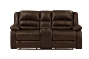 Manual reclining sofa made with faux leather in brown by Galaxy additional picture 9