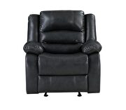Manual reclining sofa made with faux leather in black by Galaxy additional picture 2