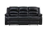 Manual reclining sofa made with faux leather in black by Galaxy additional picture 12