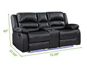 Manual reclining sofa made with faux leather in black by Galaxy additional picture 13