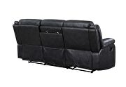 Manual reclining sofa made with faux leather in black by Galaxy additional picture 5