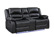 Manual reclining sofa made with faux leather in black by Galaxy additional picture 6