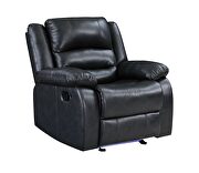Manual reclining sofa made with faux leather in black by Galaxy additional picture 8