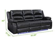 Manual reclining sofa made with faux leather in black by Galaxy additional picture 10